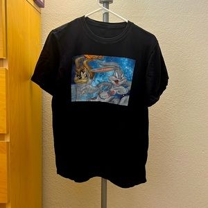 Space Jam Printed Black T-Shirt